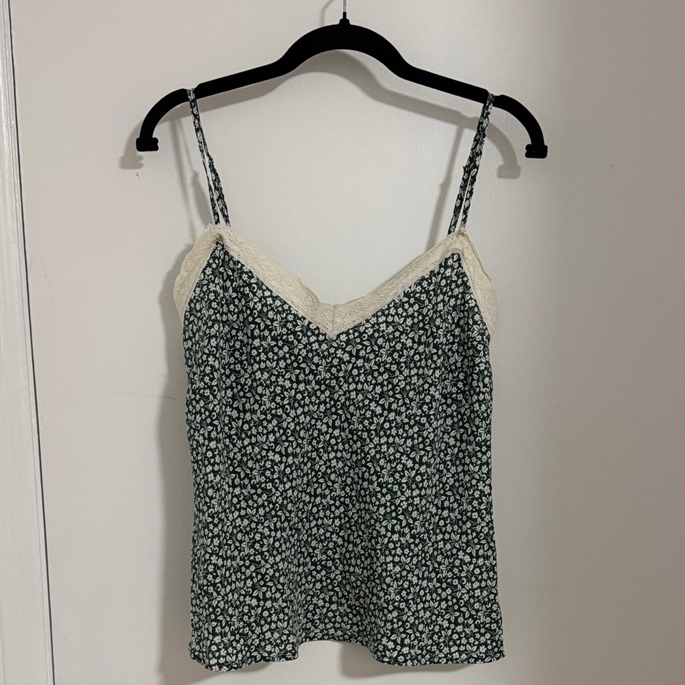 Veronica Beard Green and Cream Floral Camisole